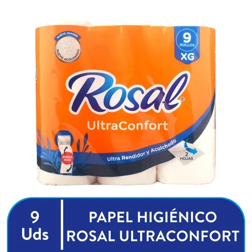Papel higiénico Rosal soft plus doble hoja suavidad y resistencia - 9 uds