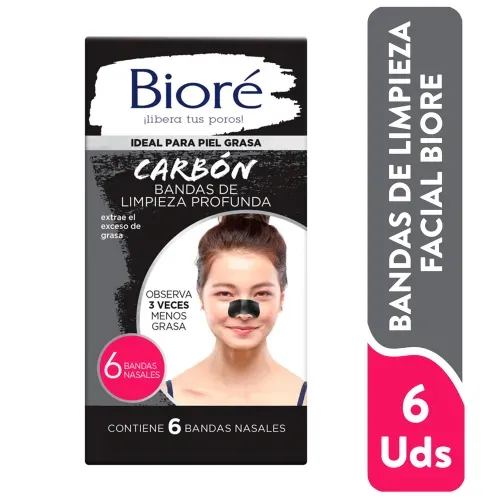 Bandas Bioré de Limpieza Facial - 6 uds