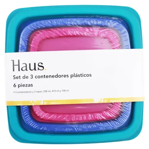 Herméticos y Refractarios Haus Set De 3 Contened Plasti 238 415 y 708ml