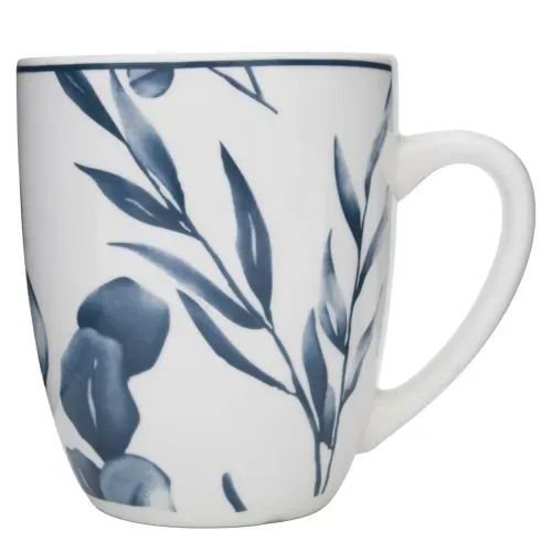 Ms Taza De Porcelana 12onz Floral Azul
