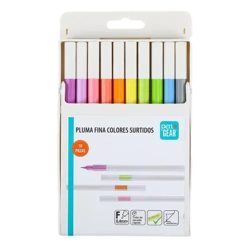 Bolígrafos Pen + Gear pluma fina de colores surtidos - 10 Pzas