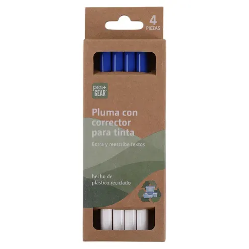 Bolígrafos Pen + Gear borrables de materiales reciclados azul - 4 Pzas