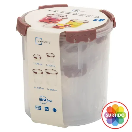 Juego 4 Recipientes Redondos Para Comida