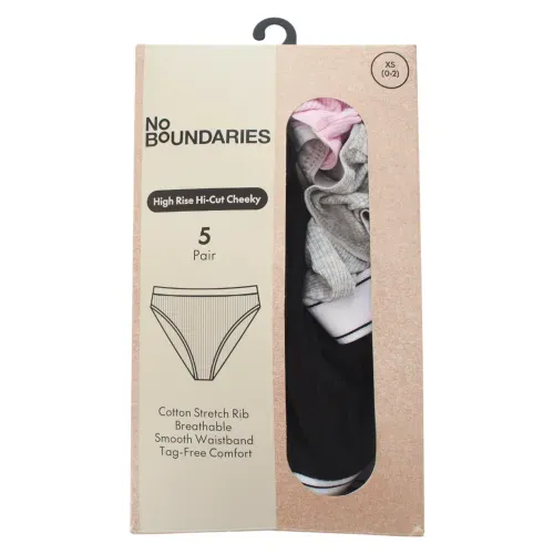 5pk Hi Cut Cheeky Nobo Xs