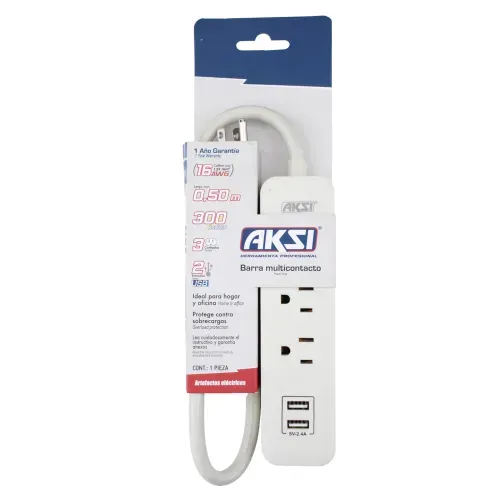 Barra Multicontacto 3 Entradas Y 2 Puert