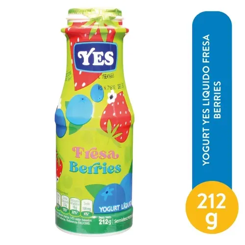 Yogurt Liquido Fresa Berries 212 Gr Yes