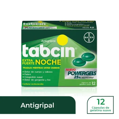 Tabcin Extra Fuerte Bayer Power Gels 2 Cáspsulas por Sobre - Precio Indicado por Sobre