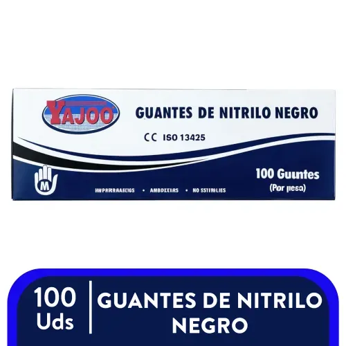 Guantes De Nitrilo m Negro Yajoo 100u Unidad