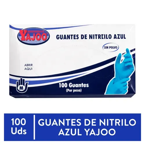 Guantes De Nitrilo m Azul Yajoo 100u Unidad