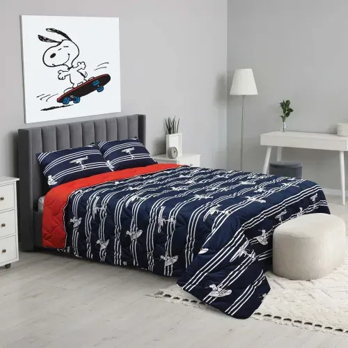 Cubrecama Peanuts azul twin