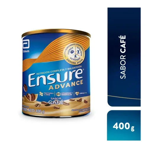 Complemento Ensure Advance® Sabor Café con proteína y vitaminas para recuperar masa muscular, fuerza y vitalidad - 400 g