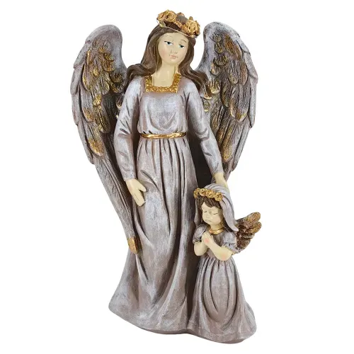 Decoración Holiday Time de ángel con niño Navidad - 10 cm