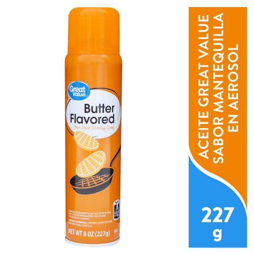 Aceite Great Value sabor mantequilla en aerosol - 227 g