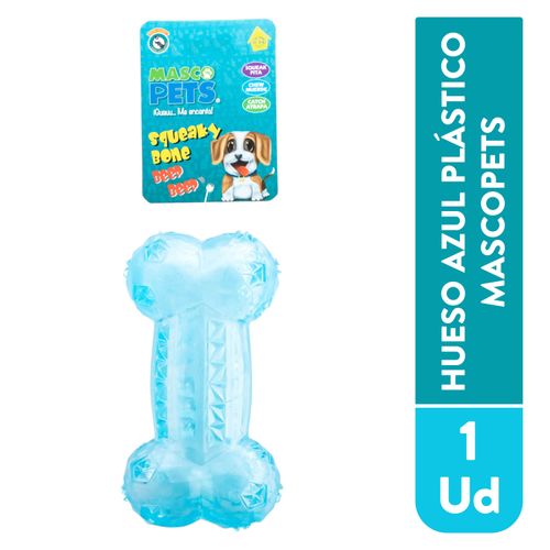Hueso Azul Plástico Mascopets 1Ea
