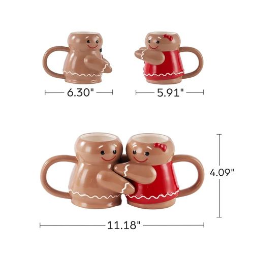 Tazas Holiday Time diseño jengibre abrazo Navidad - 2 Pzas