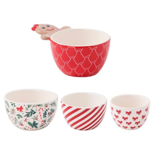 Tazas medidoras Holiday Time diseño jengibre Navidad - 4 Pzas