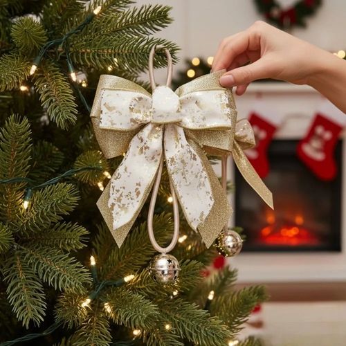 Moño Holiday Time para colgar con campana para Navidad - 20.3 x 30.4 cm